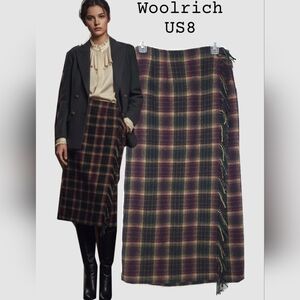Woolrich Asymmetrical Plaid Skirt - Black, Red, and Green
